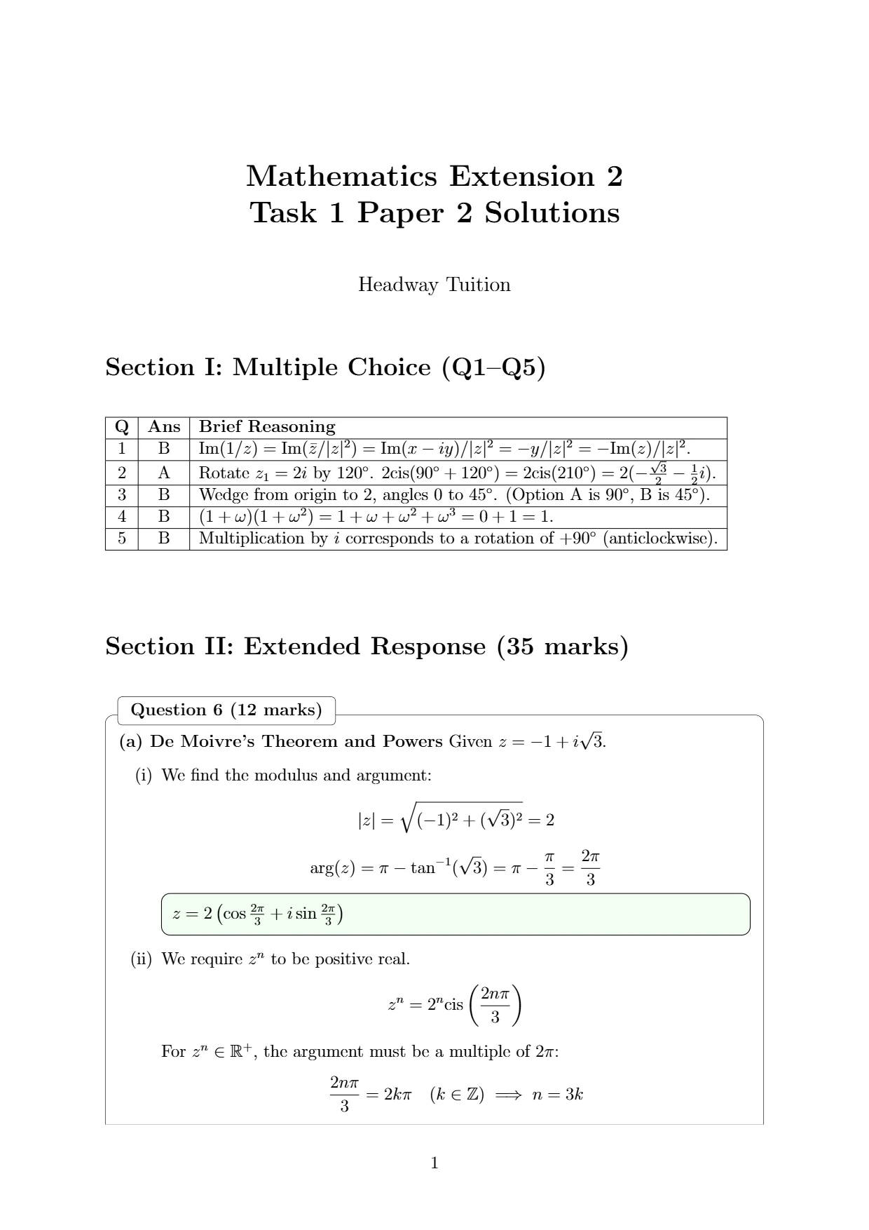 Year 12 Extension 2 Task 1 Crash Course